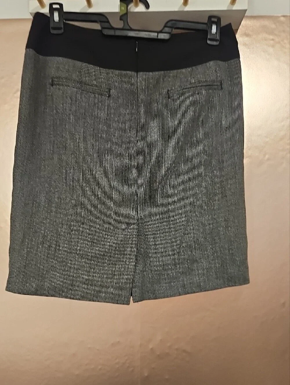 Worthington Gray Tweed Pencil Skirt with Black Waistband